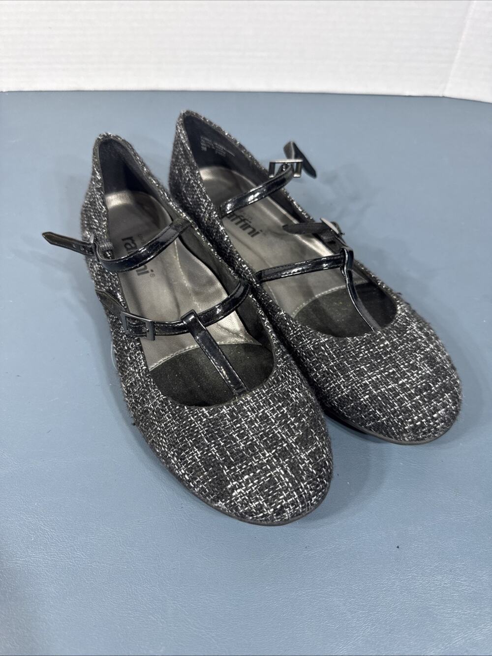 UMBERTO RAFFINI Fabric Tweed Double Buckled Strap - Women's Sz 37.5/7.5